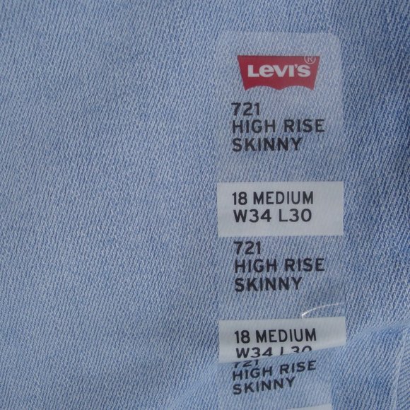 Levi's 721 High Rise Skinny Women's Size 18 M soft light wash NWT - Picture 4 of 14